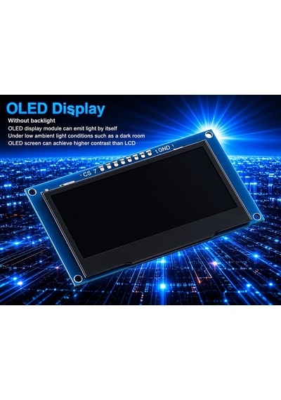 2.42 Inç Ver 4.1 128x64 Ssd1309 7 Pinli Spı/ı2c Oled Lcd Ekran Modülü - Lehimli