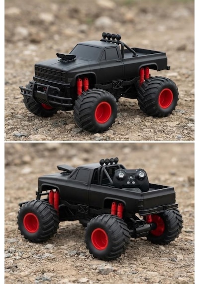 Uzaktan Kumandalı Dev Boy Challenger 4x4 15 Km Hızlı 1:16 Ölçek 6 Fonksiyon Gerçekçi Oyuncak Araba Siyah