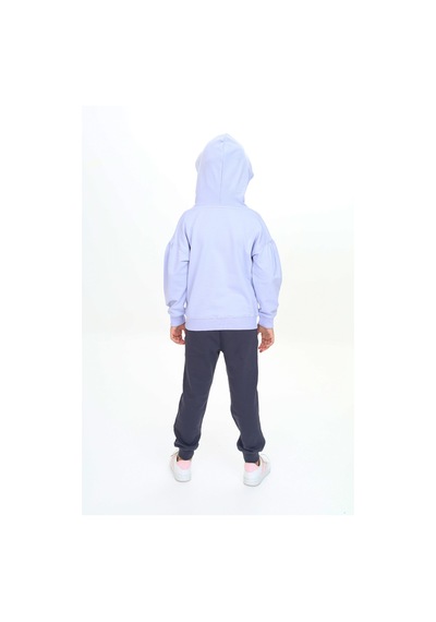 Toontoy Kids Toontoy Kız Çocuk Kapüşonlu Göğsü Yazı Baskılı Eşofman Takım Mavi