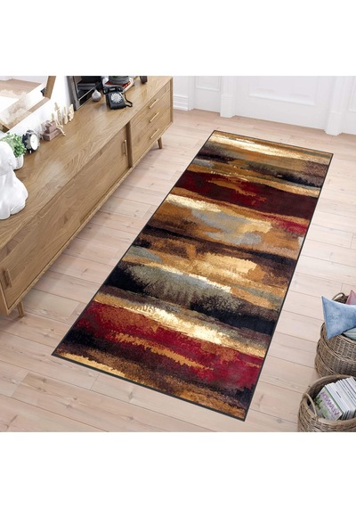 Rovigo Home Dijital Baskı Yıkanabilir Kaymaz Taban Salon Halısı RVG0258 Çok Renkli