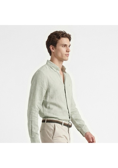 Nautica Erkek Yeşil Regular Fit Keten Gömlekdüzw65103t