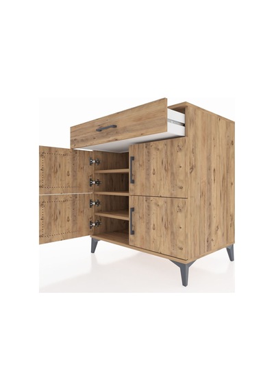 Kronos Şifonyer 3 Raflı Tek Çekmeceli 4 Kapaklı 88x59x96 Çam-çam Atlas Çam