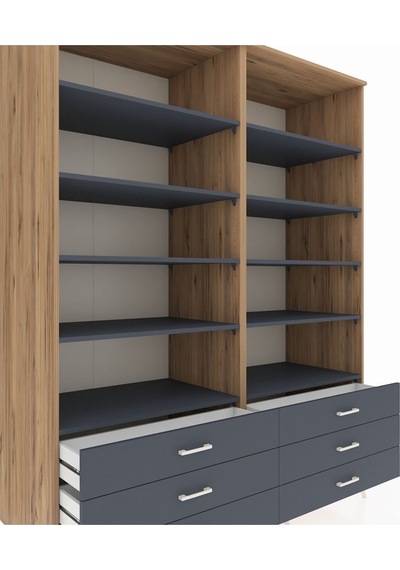 Kronos Gardrop 10 Raflı 6 Çekmeceli 176x59x221 Çam-antrasit Antrasit Kronos Gardrop 10 Raflı 6 Çekmeceli 176x59x221 Çam-antrasit Antrasit