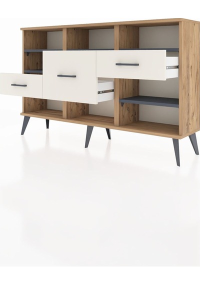 Arges Konsol 5 Raflı 3 Çekmeceli 132x30x83 Çam-antrasit/aytaşı Antrasit/aytaşı Arges Konsol 5 Raflı 3 Çekmeceli 132x30x83 Çam-antrasit/aytaşı Antrasit/aytaşı