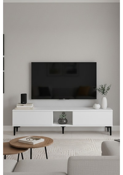 Tsa1599b Aplos Tv Stand, Tv Sehpası Beyaz 150cm
