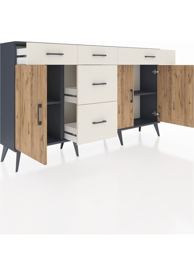 Arges Konsol 2 Raflı 5 Çekmeceli 3 Kapaklı 176x30x99 Antrasit-çam/aytaşı Atlas Çam/aytası - Antrasıt Arges Konsol 2 Raflı 5 Çekmeceli 3 Kapaklı 176x30x99 Antrasit-çam/aytaşı Atlas Çam/aytası - Antrasıt