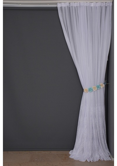 Küçük Yaprak Model Kırık Beyaz Renk Hazır Pileli Fon Perde 300x26