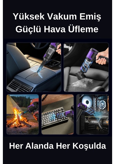 Wearfitpro Wr-151 18000pa Hava Ve Emiş Güçlü Mini Kablosuz Araç İçi Elektrikli Süpürge Hava Üfleme Makinesi
