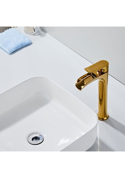 Fause Yüksek Çanak Lavabo Bataryası Şelale Altın Gold Ksl112-g Altın