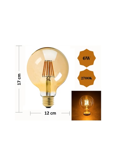 6w Rustik Ampul 2700k Amber Işık G125