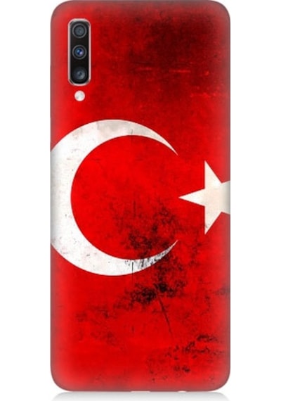 Samsung Galaxy A70 Uyumlu Türk Bayrağı Desenli Silikon Kılıf