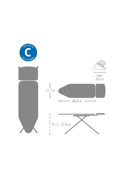 Brabantia Ütü Masası, Çelik, Denim Mavisi, Geniş Diğer