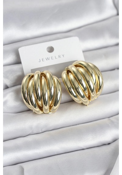 Pirinç Gold Renk Vintage Kadın Küpe 5886 Çok Renkli 60333271