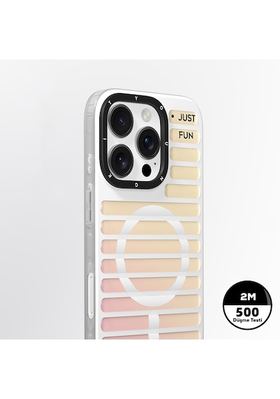 Apple Uyumlu iPhone 16 Pro Max Kılıf Magsafe Şarj Özellikli Youngkit Geek Serisi Kapak Beyaz