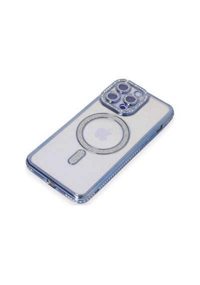Apple Uyumlu iPhone 14 Pro Kılıf Joke Simli Magneticsafe Kılıf Mavi\