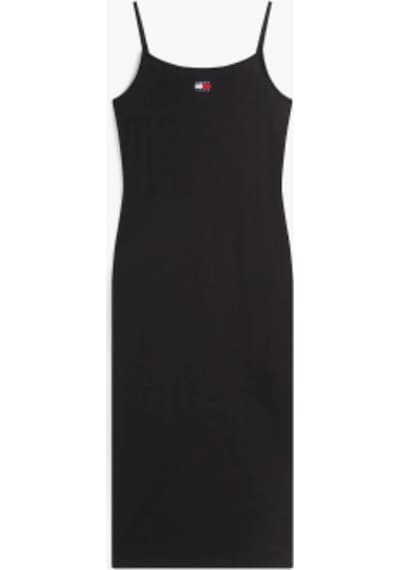 Tommy Hilfiger Tjw Strappy Badge Rıb Mıdı Dress-8722 Black