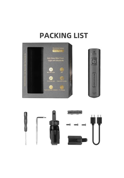 Gaciron Kıwı-1200 Bisiklet Ön Işığı, 1200 Lümen, Alüminyum Gövde, Usb-c Şarj, Ipx6 Su Geçirmez Çok Renkli