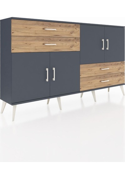 Arges Konsol 3 Raflı 4 Çekmeceli 4 Kapaklı 176x30x99 Antrasit-ant Antrasit-antrasit/çam Arges Konsol 3 Raflı 4 Çekmeceli 4 Kapaklı 176x30x99 Antrasit-ant Antrasit-antrasit/çam