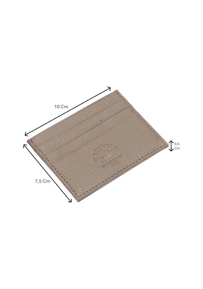 Westpolo Hakiki Deri Slim İnce Unisex Kartlık - Vizon Vizon