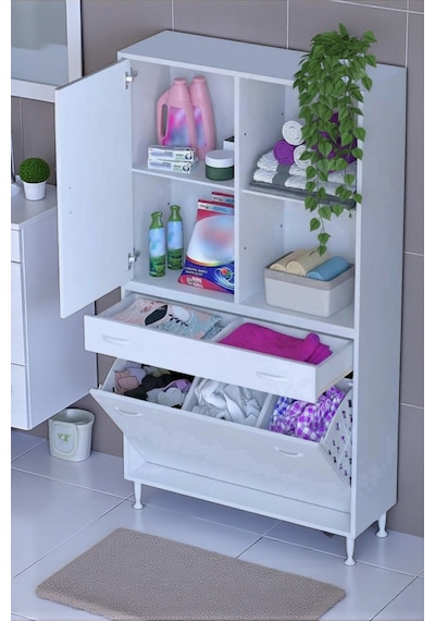 Eliusta Liora Beyaz Çok Amaçlı Banyo Dolabı 100 Cm Genişliğe Sahip 100x171x32,5 Cm Üç Sepetli 2 Raflı Dolap Beyaz Eliusta Liora Beyaz Çok Amaçlı Banyo Dolabı 100 Cm Genişliğe Sahip 100x171x32,5 Cm Üç Sepetli 2 Raflı Dolap Beyaz
