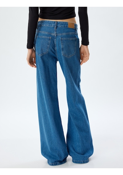 Koton Geniş Paça Kot Pantolon Standart Bel Taşlı Düğmeli Cepli - Wide Leg Jean Orta İndigo 5wal40155md İndigo Koton Geniş Paça Kot Pantolon Standart Bel Taşlı Düğmeli Cepli - Wide Leg Jean Orta İndigo 5wal40155md İndigo