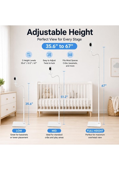 Bebek Monitörü Zemin Standı Bebek Optik İle Uyumlu, Nanit Pro, Owlet Cam/cam 2 Bebek Monitörü, Ayarlanabilir Yükse Genel
