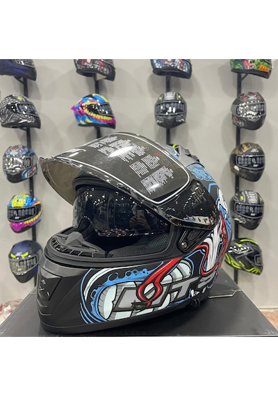 Mts M-801 Snake Full Face Kask Myth Blue Mavi