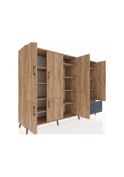 Hyperion Dolap 12 Raflı 2 Çekmeceli 7 Kapaklı 220x44x163 Çam-çam/ Çam-çam/antrasit Hyperion Dolap 12 Raflı 2 Çekmeceli 7 Kapaklı 220x44x163 Çam-çam/ Çam-çam/antrasit
