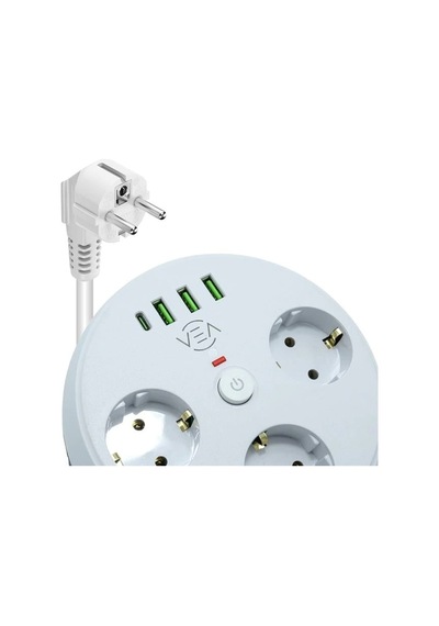 Vea Ve-26583 3'lü 1.5 Metre Kablolu 3 Usb / Type-c Girişli Akım Korumalı Grup Priz 1