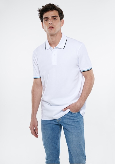 Mavi - Beyaz Polo Tişört 0611407-620 Beyaz