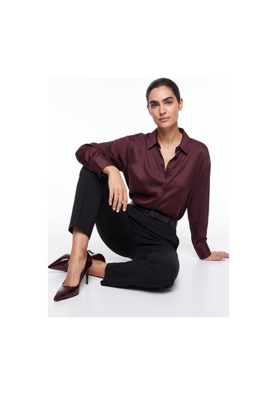 Fabrika Mürdüm Kadın Loose Fit Gömlek F6sl-gml0194