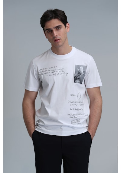 Lufian Erkek Fred Modern Grafik T-shirt 111020219 Beyaz