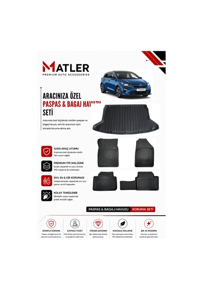 Kia Ceed 2019 Model 4d Ekstra Havuzlu Paspas Ve Bagaj Havuzu Set