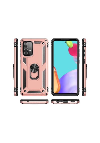 Newface - 625 - Samsung Galaxy A32 Kılıf Sofya Yüzüklü Silikon Kapak - Kmrsfres - - Rose