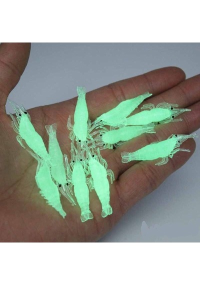 10 Adet - 4 Cm Jig Kancalı Silikon Yumuşak Sahte Karides