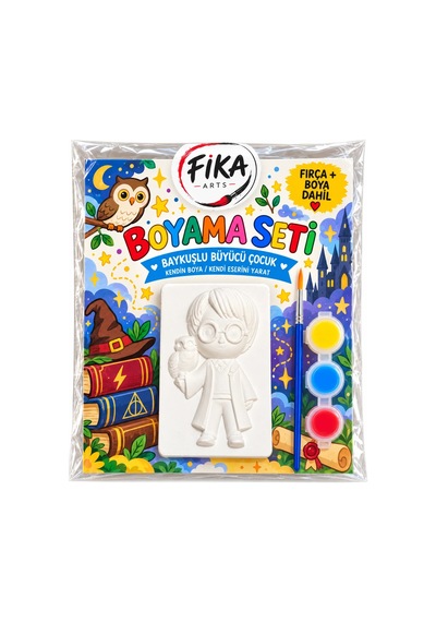 Baykuşlu Büyücü Çocuk Figürü Taş Tozu Boyama Seti