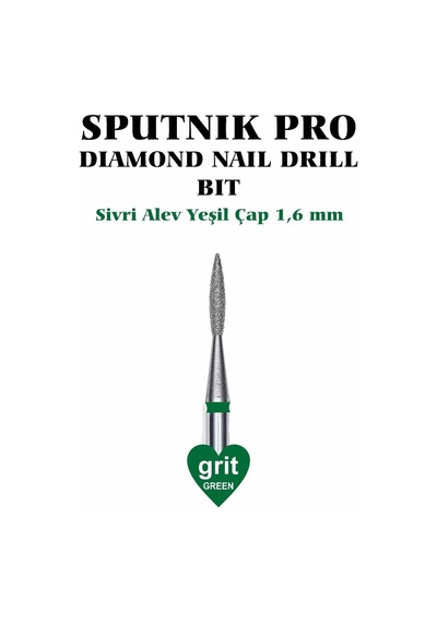 Elmas Sivri Alev Freze Yeşil Çap 1,6mm