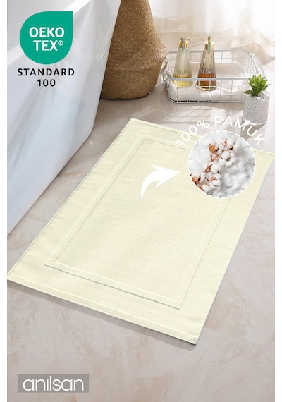 Ekru Ayak Havlusu - 50x70 Cm, 245 Gr, %100 Pamuk, Spa Ve Otel Banyo Paspası, Günlük Kullanıma Uygun Ekru