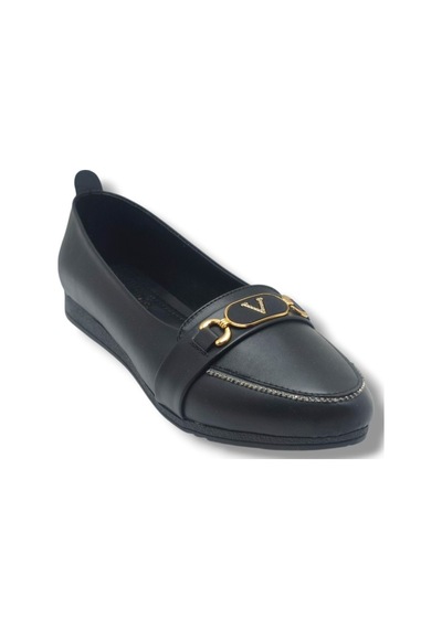 C-shoes Ys3008-26 Cilt Taşlı V Toka Anatomik Kadın Babet 41-42 Sıyah