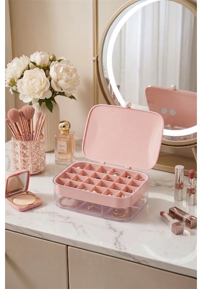 Aksesuar Standı, Takı Organizeri, Kolye, Yüzük, Küpe Organizeri Pembe