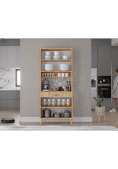 Loysen Kahve Köşesi Çok Amaçlı Dolap Kiler Mutfak Dolabı Çam -70 Cm Çam