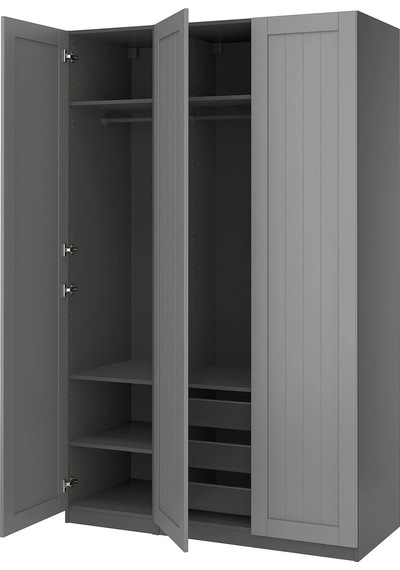 Ikea Koyu Gri Fonksiyonel Kapaklı Gardırop 150x60x236 Cm