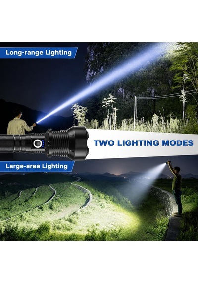 Ultra Güçlü Led El Feneri, 1000000 Lümen Güçlü Işık, 5 Farklı Işık Modlu, Uzun Şarj Ömürlü, Ipx6 Su Geçirmez, Darbeye Dayanıklı, Uzayabilir Zoom Özellikli, 2 Km Uzun Menzilli Şarjlı Parlak El Feneri