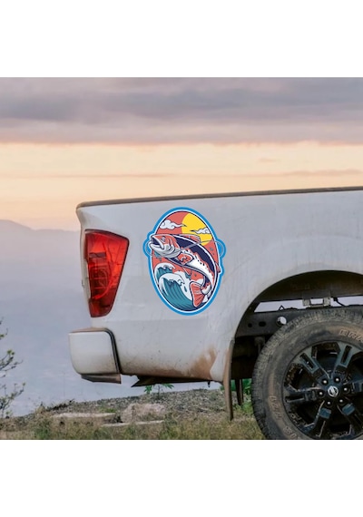 Balık Avı Balıkçılık Sticker - Denizcilik Balık Off Road Araba Oto Motosiklet Karavan Cam Sticker - 00224 12X10 Cm