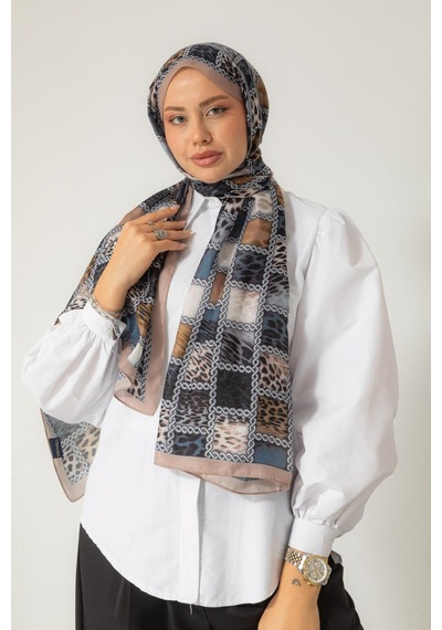 Mimiyum Soft Şal Zincir Leopar Toprak