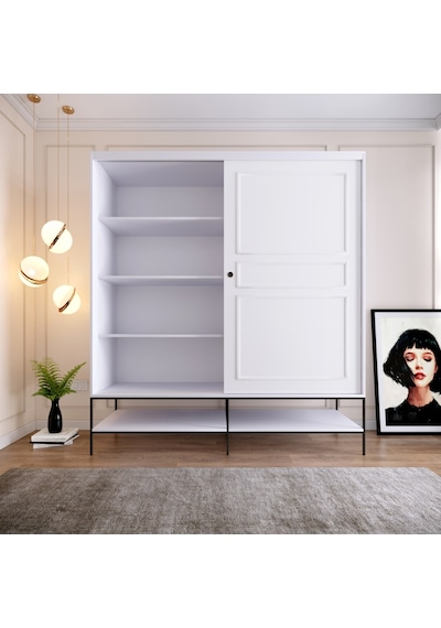 Pasific Home Martin 2 Kapaklı Sürgülü Gardırop Elbise Dolabı Parlak Beyaz 190 CM