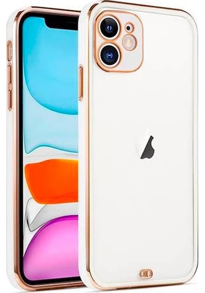 iPhone Uyumlu 12 Mini 5.4inç Gold Çerçeve Kamera Korumalı Bumper Kılıf- 5775 Mh-hs6212-4665