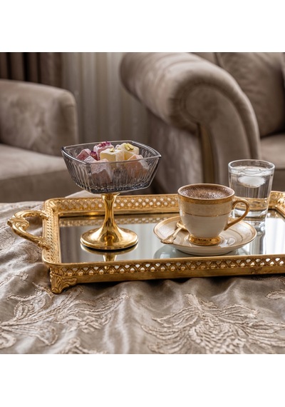 Hürrem Ayaklı Füme Lüster Cam Lokumluk & Sunumluk Siyah