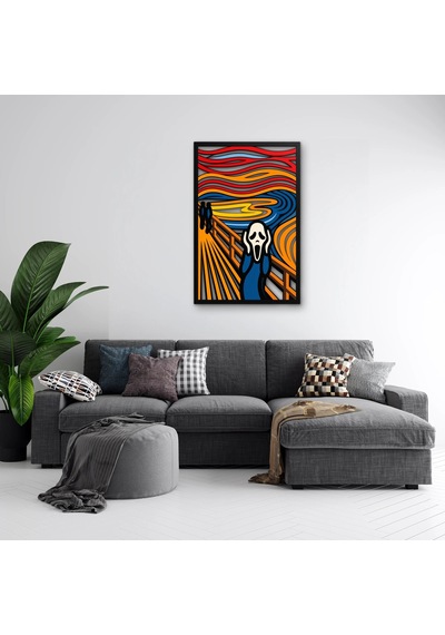 Maskeli Çığlık Metal Tablo 53x80 Cm Çok Renkli