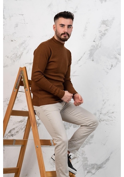 Slimfit Yarım Balıkçı Erkek Triko Spor Kazak